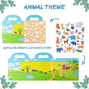 Play N Teach Sticker Books for Kids 4-Pack (Animals, Dinosaurs, Insects, Ocean Animals) 126 Reusable Puffy Stickers, Perfect for Travel, Learning, and Gifts