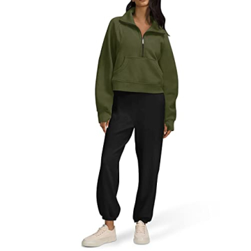 LASLULU Women’s Zipper Athletic Sweatshirt for Winter Warmth