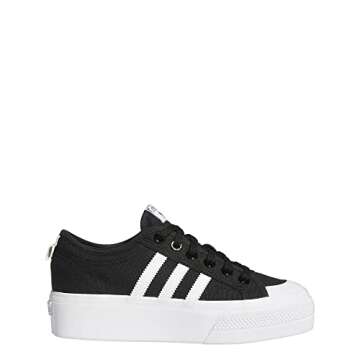 adidas Originals Women's Nizza Platform, Black/White/White, 7
