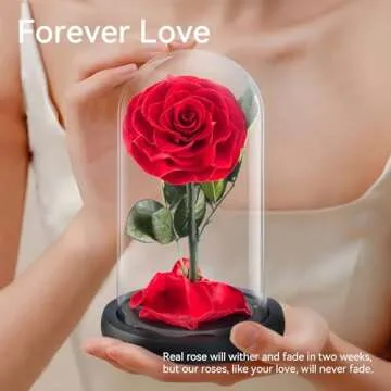 puto Gifts for Mom Preserved Roses in Glass Dome Beauty and The Beast Rose Gift for Her Mother's Day Thanksgiving Christmas Valentine's Day Birthday (Red Rose)