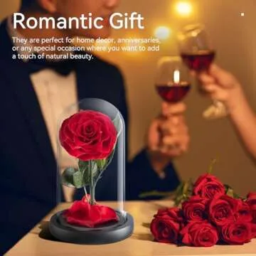 puto Gifts for Mom Preserved Roses in Glass Dome Beauty and The Beast Rose Gift for Her Mother's Day Thanksgiving Christmas Valentine's Day Birthday (Red Rose)