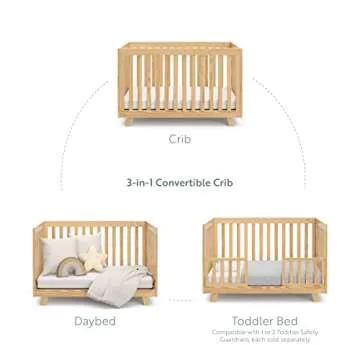 Storkcraft Beckett 3-in-1 Convertible Crib (Natural) – Converts from Baby Crib to Toddler Bed and Daybed, Fits Standard Full-Size Crib Mattress, Adjustable Mattress Support Base