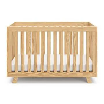 Storkcraft Beckett 3-in-1 Convertible Crib (Natural) – Converts from Baby Crib to Toddler Bed and Daybed, Fits Standard Full-Size Crib Mattress, Adjustable Mattress Support Base