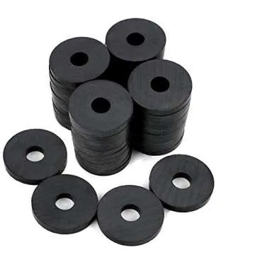 Creative Hobbies 29 Piece Strong 1.25 Inch Donut Round Ceramic Ferrite Ring Magnets, with 3/8" Center Hole x 3/16" Thickness - Ideal for Use on Refrigerator, Whiteboard, Arts Science Project, Crafts