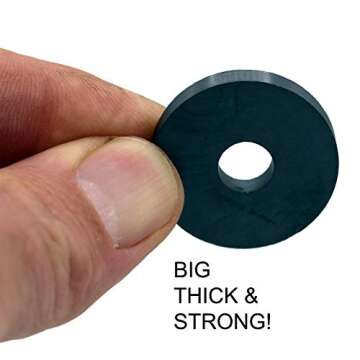 Creative Hobbies 29 Piece Strong 1.25 Inch Donut Round Ceramic Ferrite Ring Magnets, with 3/8" Center Hole x 3/16" Thickness - Ideal for Use on Refrigerator, Whiteboard, Arts Science Project, Crafts