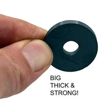 Creative Hobbies 29 Piece Strong 1.25 Inch Donut Round Ceramic Ferrite Ring Magnets, with 3/8" Center Hole x 3/16" Thickness - Ideal for Use on Refrigerator, Whiteboard, Arts Science Project, Crafts