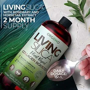 Living Silica Plant Based Collagen Booster | Vegan Collagen Booster | Supports Healthy Collagen and Elastin Production for Joint & Bone Support, Glowing Skin, Strong Hair & Nails | 33.85 Fl Oz