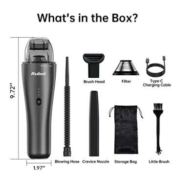 RUBOT Car Vacuum Cleaner, Car Vacuum Portable Cordless, Mini Portable Handheld Vacuum Cleaner for Car Detailing(P02)