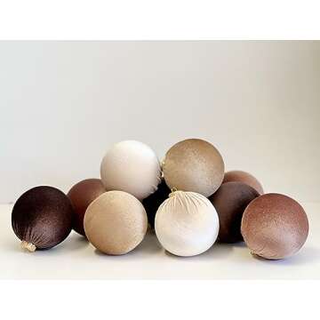 Brown Christmas Handmade Velvet Ornaments, Bulk Christmas Balls, Christmas Tree Bulbs, Christmas Decorations, Christmas Gift Idea, Set of 12