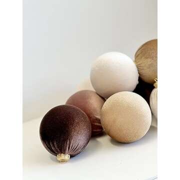 Brown Christmas Handmade Velvet Ornaments, Bulk Christmas Balls, Christmas Tree Bulbs, Christmas Decorations, Christmas Gift Idea, Set of 12