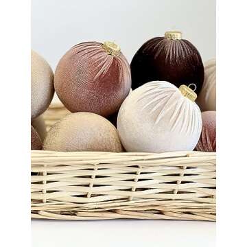 Brown Christmas Handmade Velvet Ornaments, Bulk Christmas Balls, Christmas Tree Bulbs, Christmas Decorations, Christmas Gift Idea, Set of 12