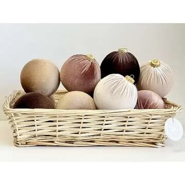 Brown Christmas Handmade Velvet Ornaments, Bulk Christmas Balls, Christmas Tree Bulbs, Christmas Decorations, Christmas Gift Idea, Set of 12
