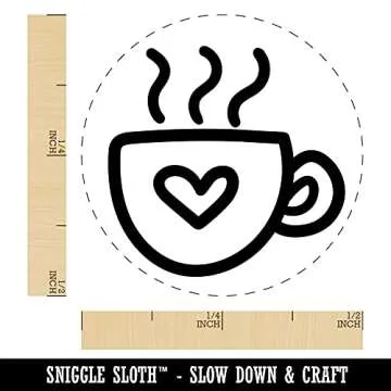 Steaming Hot Coffee Mug Cup with Heart Self-Inking Rubber Stamp Ink Stamper for Stamping Crafting Pl...