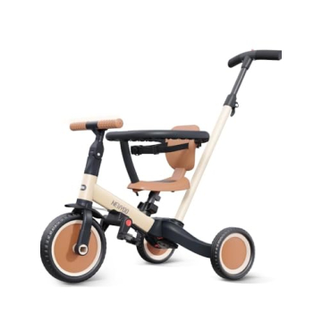 newyoo TR008 5 in 1 Toddler Tricycle with Push Handle for 1-3 Year Old Boys and Girls, Kids Push Tri...
