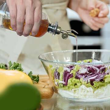 Olive Oil Dispenser Bottle 2PCS 12OZ Vinegar Dispenser Syrup Dispenser Glass Set Container for Cooking Coffee Bar Grill Pasta Salads and Baking