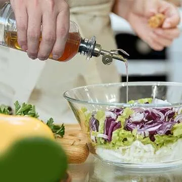 Olive Oil Dispenser Bottle 2PCS 12OZ Vinegar Dispenser Syrup Dispenser Glass Set Container for Cooking Coffee Bar Grill Pasta Salads and Baking