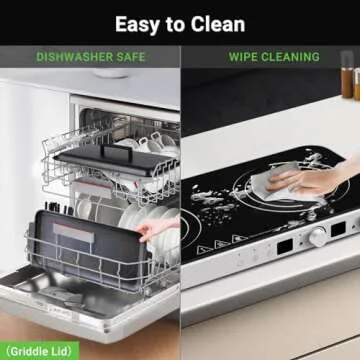 AMZCHEF Double Induction Cooktop with Removable Griddle Pan Non-stick, 1800W 2 burner Portable Induction Stove With Sensor Touch 9 Power Levels, 99 Min Timer, White