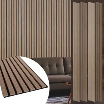 Yuzzy Dark Walnut Acoustic Wood Panels - 9ft Slats, 4 PCS for Modern Decor