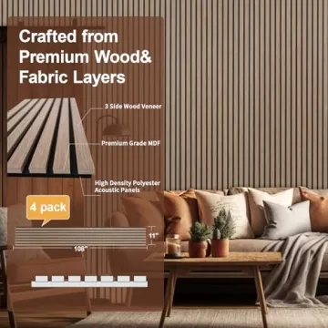 Yuzzy Dark Walnut Wood Acoustic Panels - 9ft Slats