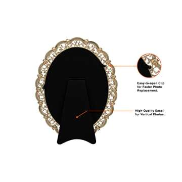 GIFTY GIFTY Victorian Oval Photo Frame / 6x8 In | For Vertical Display on Tabletops | Perfect for Home Decor, Wedding, Vacation, Graduation, Or Any Milestone Photos (Gold)