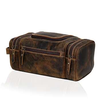 Extra Large Leather Toiletry Bag for Men - VC Vintage Couture