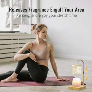 Candle Warmer Lamp, Candle Lamp Wax Warmer, Timer & Dimmer 7-Levels, Fits Cup Jar Candle, Candle Top Melting, Crystal Candle Heater Lamp for Scented Wax, Elegant Home Decor, Brass Glass