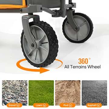 PORTAL Collapsible Wagon Cart, Heavy Duty Foldable Wagon Carts with Wheels, Folding Utility Wagon for Camping, Shopping, Garden, Sports, Beach