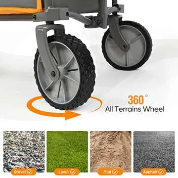 PORTAL Collapsible Wagon Cart, Heavy Duty Foldable Wagon Carts with Wheels, Folding Utility Wagon for Camping, Shopping, Garden, Sports, Beach