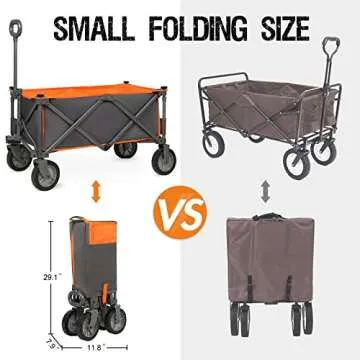 PORTAL Collapsible Wagon Cart, Heavy Duty Foldable Wagon Carts with Wheels, Folding Utility Wagon for Camping, Shopping, Garden, Sports, Beach