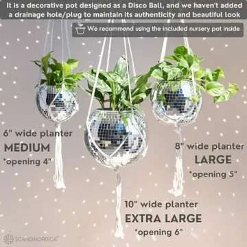 SCANDINORDICA Disco Ball Planter – Unique Hanging Decor