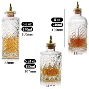 SuproBarware Bitters Bottle for Cocktails - Glass Dasher Bottles with Dash Tops, Great for Bartender,Home Bar