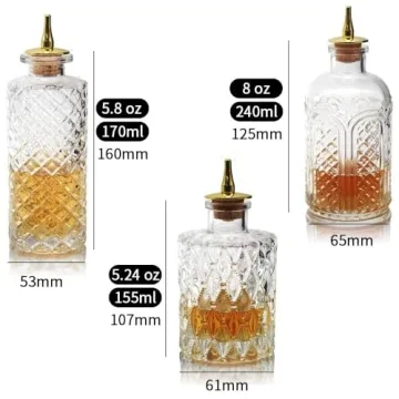 SuproBarware Bitters Bottle for Cocktails - Glass Dasher Bottles with Dash Tops, Great for Bartender,Home Bar