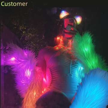 SHINYOU Women Faux Fur Jacket LED Light Up Jacket Halloween Chirstmas Music Festival Gift Winter night out coat Plus Size(White Plus Size, L)