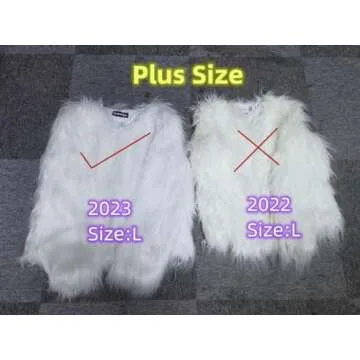 SHINYOU Women Faux Fur Jacket LED Light Up Jacket Halloween Chirstmas Music Festival Gift Winter night out coat Plus Size(White Plus Size, L)