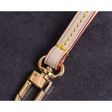 Replacement Hands-Free Wristlet Strap Vachetta Leather for Pochette Wallet and Clutch (Apricot)