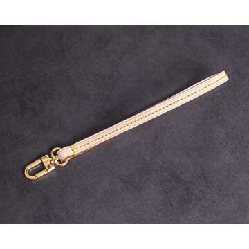 Replacement Hands-Free Wristlet Strap Vachetta Leather for Pochette Wallet and Clutch (Apricot)