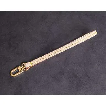 Replacement Hands-Free Wristlet Strap Vachetta Leather for Pochette Wallet and Clutch (Apricot)