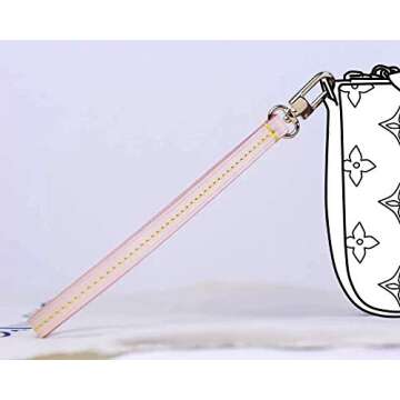 Replacement Hands-Free Wristlet Strap Vachetta Leather for Pochette Wallet and Clutch (Apricot)