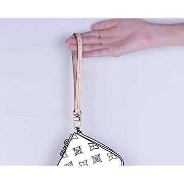 Replacement Hands-Free Wristlet Strap Vachetta Leather for Pochette Wallet and Clutch (Apricot)