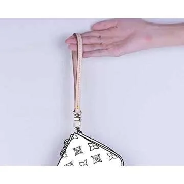 Replacement Hands-Free Wristlet Strap Vachetta Leather for Pochette Wallet and Clutch (Apricot)