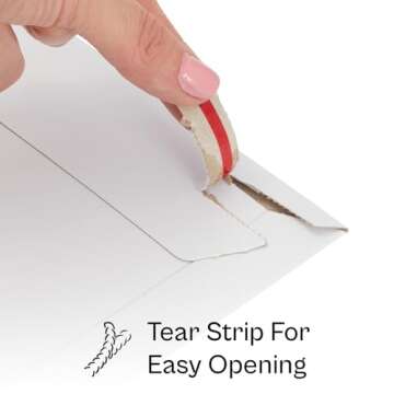 PSBM Rigid Mailers, 6x8 Inch, 100 Pack, Kraft White Cardboard Shipping Envelopes for Photo & Document, Self Seal