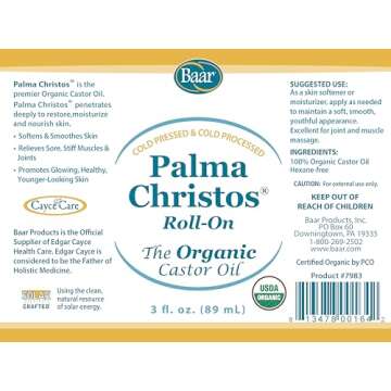Palma Christos Organic Castor Oil Roll-On for Hair and Beauty