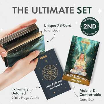 Wyspell Wild Reflections Tarot Deck with 200-Page Guidebook, Gold Edges, and Gift Packaging