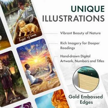 Wyspell Wild Reflections Tarot Deck with 200-Page Guidebook, Gold Edges, and Gift Packaging