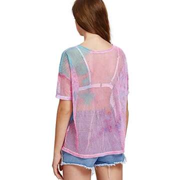 Trendy MakeMeChic Women's Summer Mesh T-Shirt Top