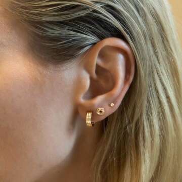 Freekiss Gold Hoop Earrings for Women: Dainty Knot Earrings 14K Gold Plated Hypoallergenic Earring Set Small Cute Huggie Earrings for Women Trendy Gold Jewelry for Women Gifts