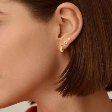 Freekiss Gold Hoop Earrings for Women: Dainty Knot Earrings 14K Gold Plated Hypoallergenic Earring Set Small Cute Huggie Earrings for Women Trendy Gold Jewelry for Women Gifts