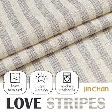 Jinchan Striped Tier Kitchen Curtains - Farmhouse 36 Inch