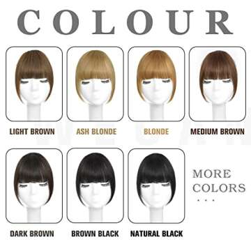 WECAN Dark Brown Clip in Bangs 100% Human Hair