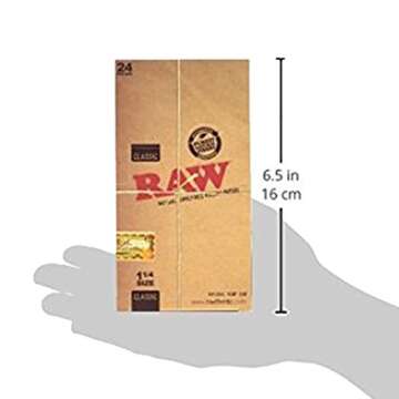 Raw Unrefined Classic 1.25 1 1/4 Size Cigarette Rolling Papers Full Box of 24 Pack